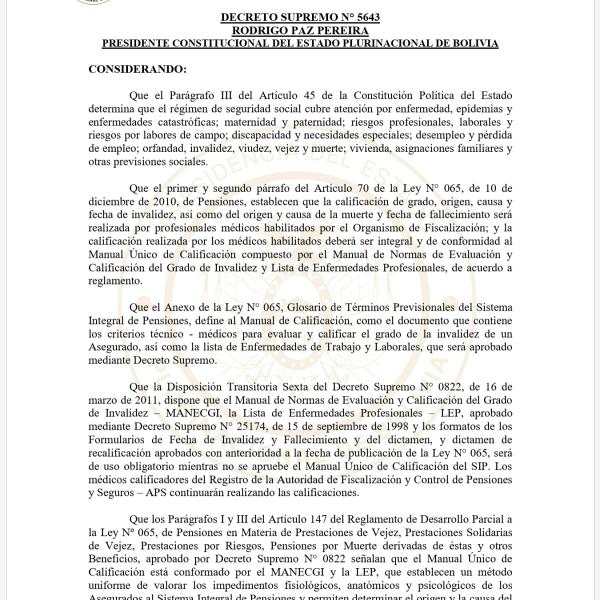 6. Avance histórico en la Seguridad Social de Largo Plazo en Bolivia